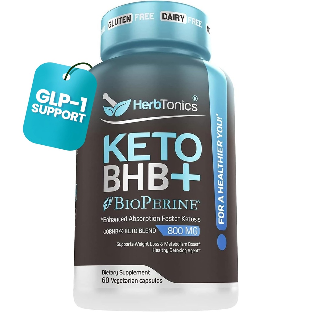 Herbtonics Keto BHB + BioPerine Keto Pills – Ketosis Desteği için Exojen Ketonlar, Kilo Yönetimi, GLP-1 Desteği, Enerji ve Zihin Odaklığı, Vegan Dostu Non-GMO Formula 60.