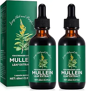 Mullein Drops for Lungs 4 Fl Oz - Mullein Leaf Extract for Lungs with Chlorophyl - Φυσικό συμπλήρωμα βοτάνων για τον καθαρισμό πνεύμονα, αναπνευστική υποστήριξη, ενισχύει την ανοσία, Digestive Wellness