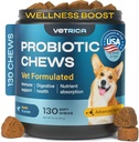 Köpekler için Probiyotikler - Dog Probiyotik Chews for Digestive and Gut Health, Dental, Immune System Support - Chewable Prebiyotik Yumuşak Tedaviler - Vahşi Yam, Yeast Toz - Diarrhea ve Bowel Support Supplement