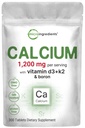 Mikro Malzemeler D3 & K2 ile 1.200 mg, 300 Tabletler | Kadınlar ve Erkekler için boru takviyeleri | Mineral Kompleksi Kemik, Dişler, Kolon & Cardiovascular Health | Non-GMO, Gluten-Free