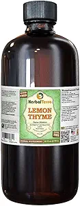 Lemon Thyme (Thymus x Citriodorus) Glycerite, Organic Dried Herb Alcohol-Free Liquid Extract (Brand Name: HerbalTerra, Proudly Made in USA) 32 fl.oz (0.95 l)