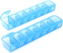 2 Packs Small Weekly Pill Organizer,Pocket Daily Pill Case Pill Box for Pills /Vitamin /Fish Oil /Supplements (Mavi)