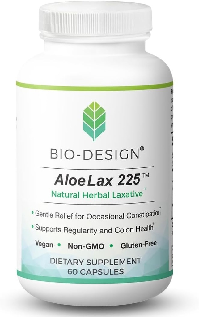 Aloe Lax 225 Doğal Herbal Laxative - Occasional Constipation, Gas, & Bloating with 225 mg Natural Aloe Ferox - Supports Bowel Regularity & Colon Health - 60 Capsules