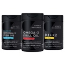 Spor Araştırma Antarktika Krill Oil Omega 3 1000 mg (Çift Gücü) Phosphoidids, Choline & Astaxanthin, Triple Strength Omega 3 Fish Oil Single- Source Wild Alaska Pollock 1250 mg, D3 K2 K2