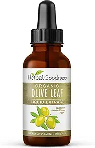 Herbal Goodness Olive Leaf Extract Liquid 1oz - for Immune Boost, Cadiovascular Support, Cognitive Wellbeing, Improved Skin Health and Digestive Comfort with Antioxidants - 1 Bottle