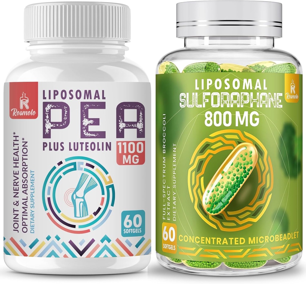 Liposomal Palmitoylolamid 1000 mg + Dual-Delivery 800 mg Liposomal Sulforaphane, Gelişmiş Abpsiyon ve Bioavailability