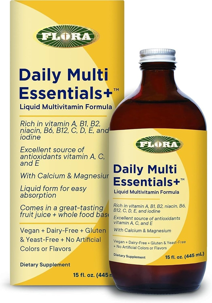 Flora - Καθημερινή Multi Essentials+, Υγρή Πολυβιταμίνη Φόρμουλα, 13 Ουσιώδεις Βιταμίνες & Ορυκτά, 15 Fl Oz