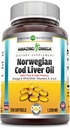 Amazing Omega Norveç Cod Liver Oil 1250 Mg Softgels Supplement | Omega-3, EPA, DHA, A, Vitamin D & Vitamin E (Lemon | 250)