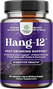 Nighttime Liver Detox & Hydration Pills - Pre and Post Drink Recovery Liver Support Supplement for Better Mornings with DHM Dihidrricetin Milk Thistle Extract and Electrolytes (60 Capsules)