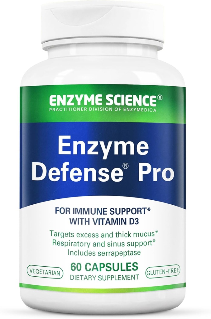 Enzyme Science Enzyme Defense Pro, 60 Κάψουλες– Συμπλήρωμα υποστήριξης ανοσίας – Formated with Vitamin D3, L-Lysine, Calcium, and Protease– Enzyme Digestion Support –Immune System