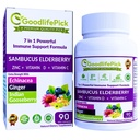 7'de ZINC, Vitamin C, Vitamin D, Echinacea, Ginger & Indian Gooseberry (Amla). Premium Elderberry Capsules 90 ct, All Natural,Non-GMO,Vegan, No Rice Toz, No-Gluten