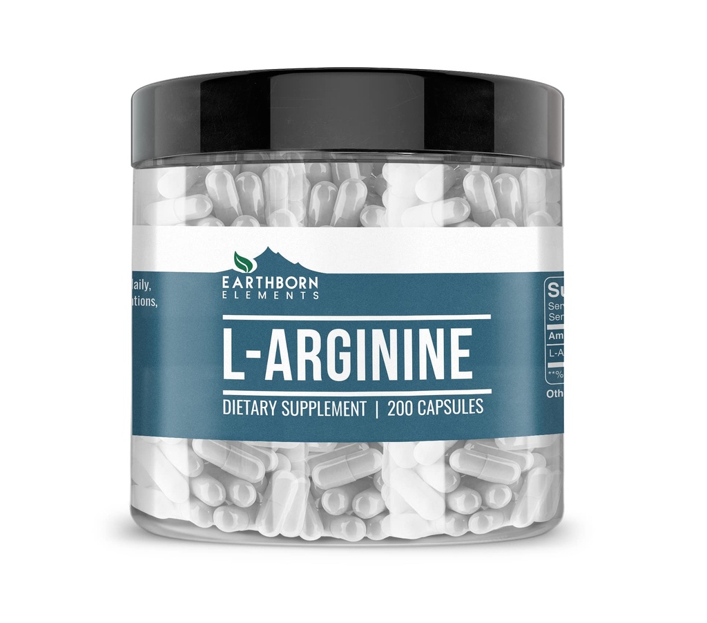 Earthborn Elements L-Arginine Pure & Undiled, No Wordss (200 Capsules)