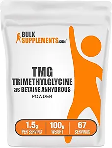 BulkSupplements.com TMG Toz - Betaine Anhidrus, TMG Supplement - Unflavored & Gluten Free, 1.5g per Service, 100g (3.5 oz) (Pazar 1)