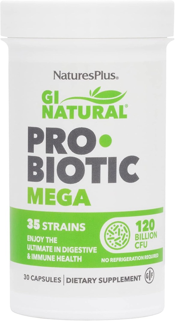 NaturesPlus GI Natural Probiyotik Mega - 30 Capsules - Digestive & Immune Health - Gluten Free - 30 Hizmet