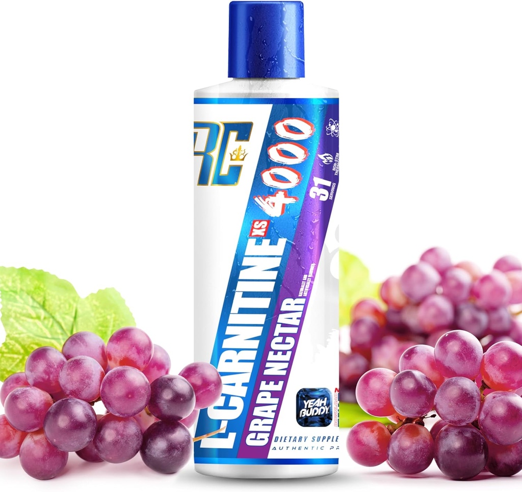 Ronnie Coleman Signature Series L Carnitine XS 4000 Liquid, Stimulant Free, Sugar Free, Zero Carbs, Lean Muscle Strength Support for Men & Women, 16 Oz (16 oz, Grape Nectar (4000)