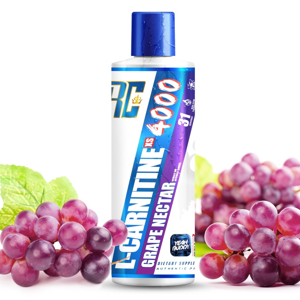 Ronnie Coleman Signature Series L Carnitine XS 4000 Liquid, Stimulant Free, Sugar Free, Zero Carbs, Lean Muscle Strength Support for Men & Women, 16 Oz (16 oz, Grape Nectar (4000)