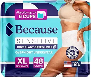 Yetişkin Incontinence Underwear for Hassas Skin - Women - Premium Overnight Exclusive Briefs, Anti Odor - White, X-Large - Absorbs 6 Cups - 48 Count (4 Packs of 12)