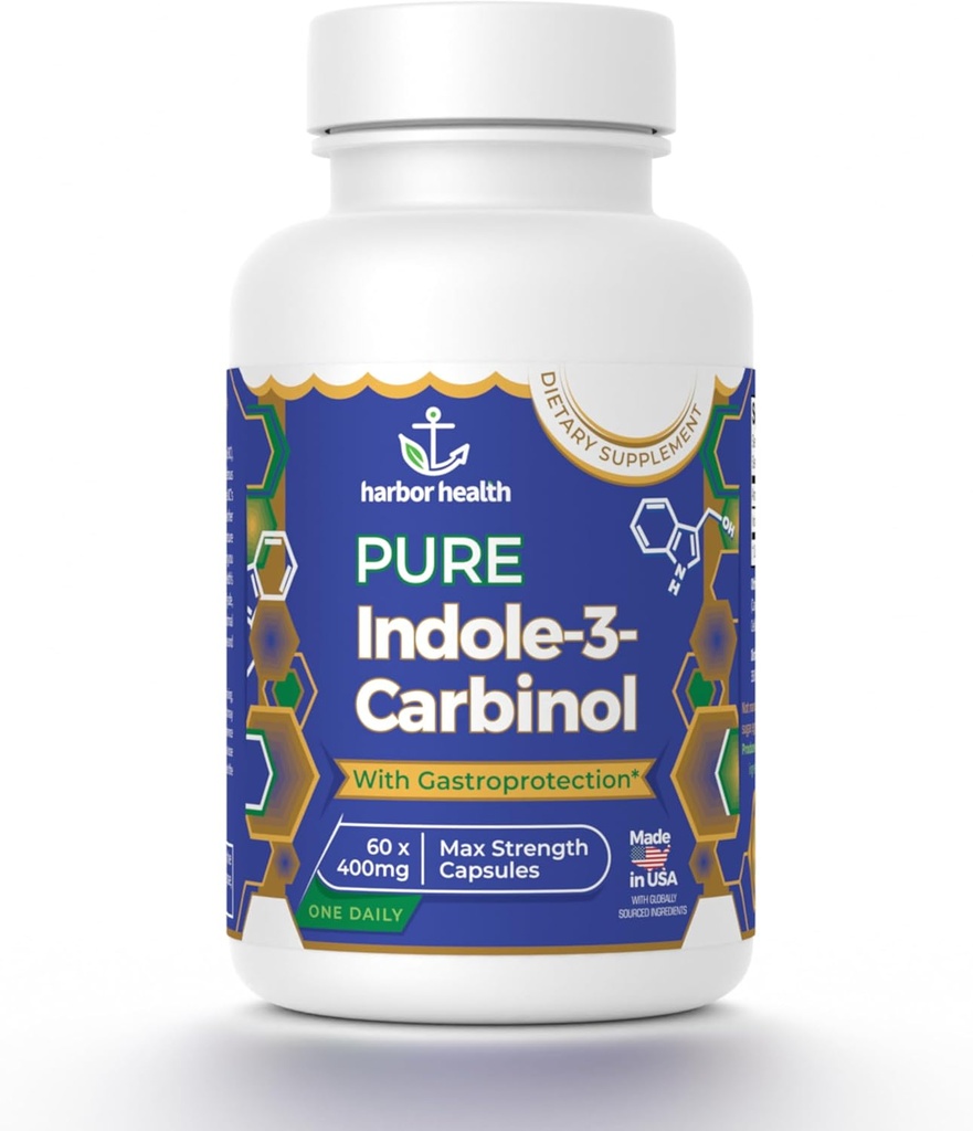 I3C Indole-3-Carbinol 400mg per Capsule - 60 Gastroprotective Capsules, Pure Indole 3 Carbinol, Best Alternative to DIM Supplements, Vegan Non-GMO Hormone Balance for Women and Men