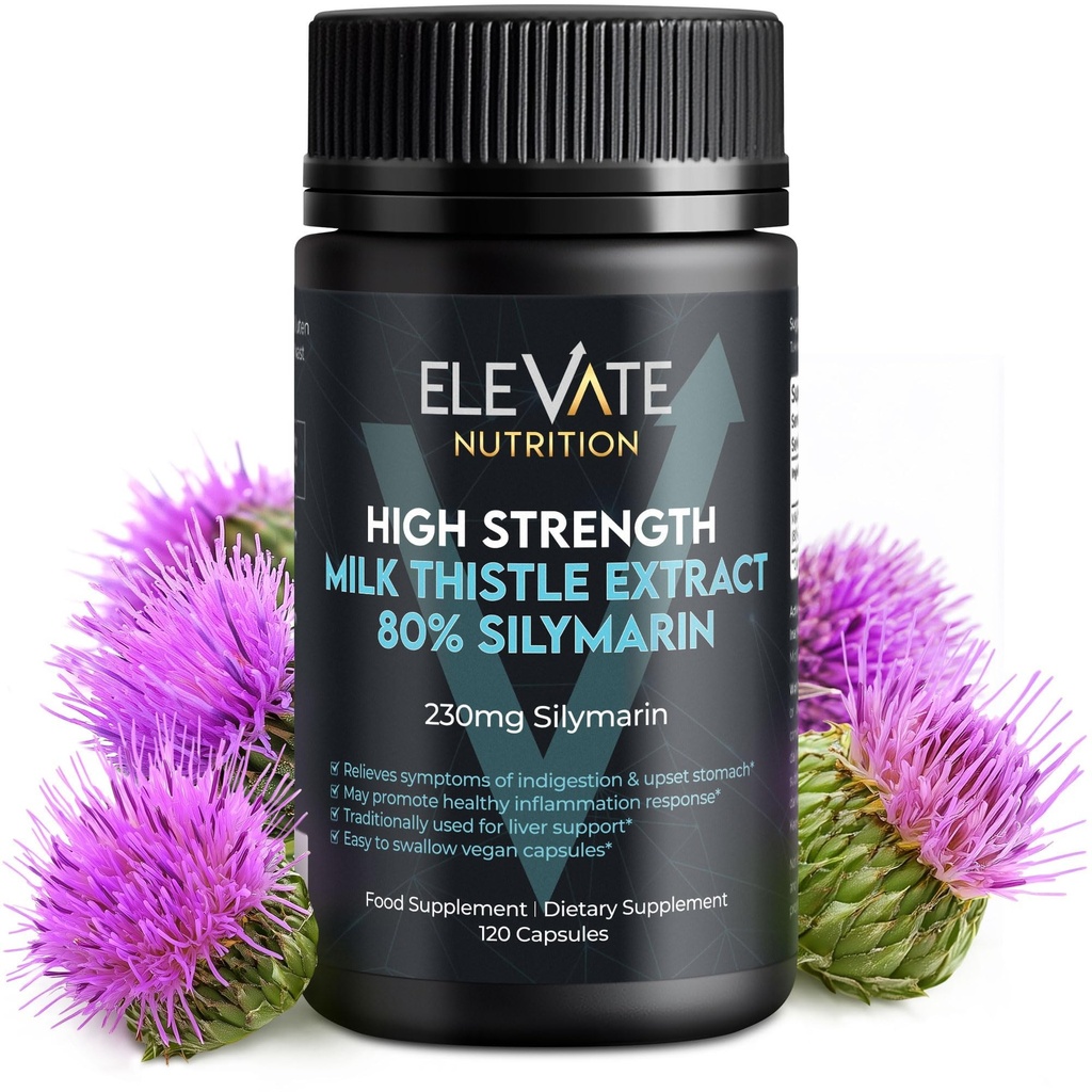 ELEVATE NUTRITION Milk Butle - 288 mg,% 80 Silymarin Ekstraksiyon - 120 Vegan Capsules - Diyet Sağlığı Supplement Liver Wellness & Digestive Comfort