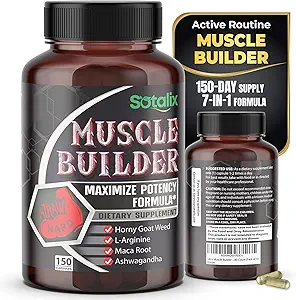 L-Arginine & Tribulus ile Ultra Muscle Builder Supplement – Spor Eğitimi Desteği – 150 Capsules (150-Day Supply)
