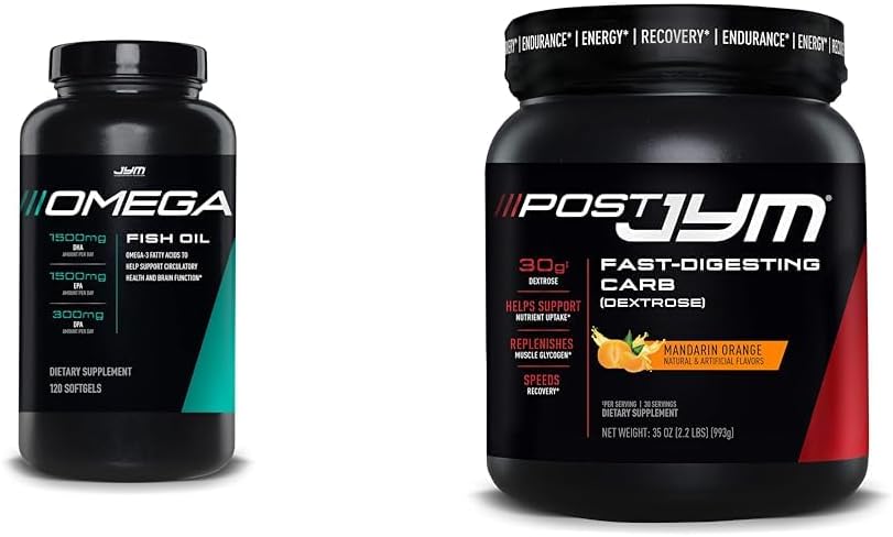 Omega JYM Fish Oil 2800 mg & Post JYM Fast Carbs for Muscle Growth & Recovery