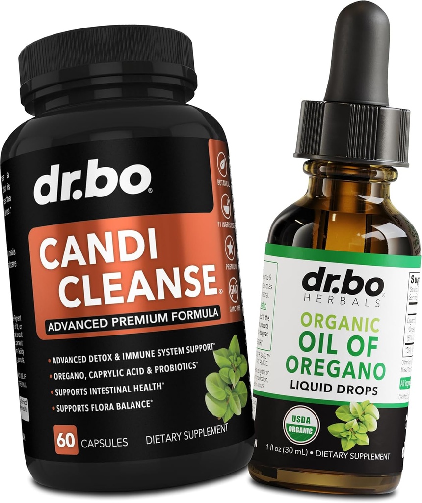 Candi Cleanse & Oregano Oil Drops - Ekstra Güçlü Probiyotik Kompleksi Temiz ve Organik Sıvı - Doğal Oral Herbal Caprylic Acid Capsules & Oil of Oregano Drops Tincture Ekstraksiyon