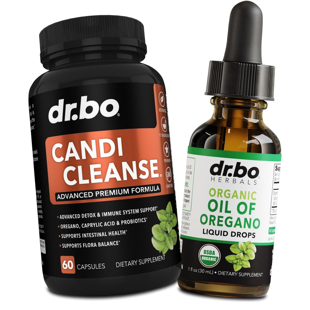 Candi Cleanse & Oregano Oil Drops - Ekstra Güçlü Probiyotik Kompleksi Temiz ve Organik Sıvı - Doğal Oral Herbal Caprylic Acid Capsules & Oil of Oregano Drops Tincture Ekstraksiyon