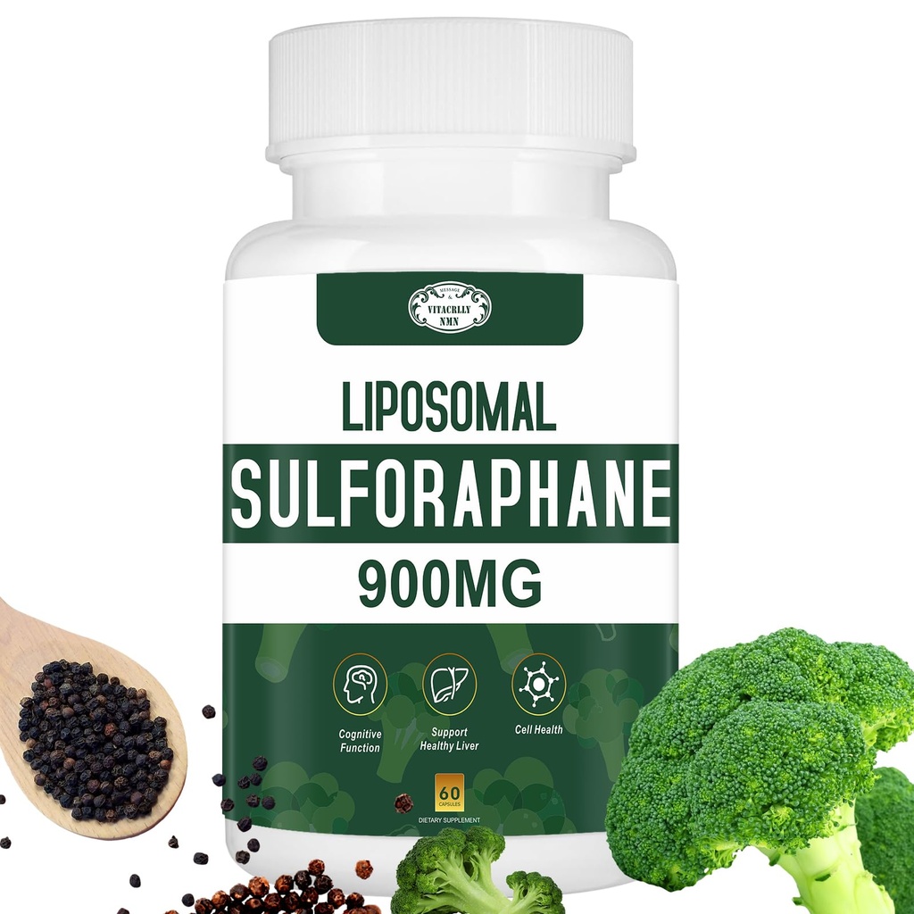 900MG Liposomal Sulforafane συμπλήρωμα εκχύλισμα μπρόκολου, συμπλήρωμα ήπατος για Αντιοξειδωτικό, Διέγερση, Κυτταρική Υγεία 60 κάψουλες