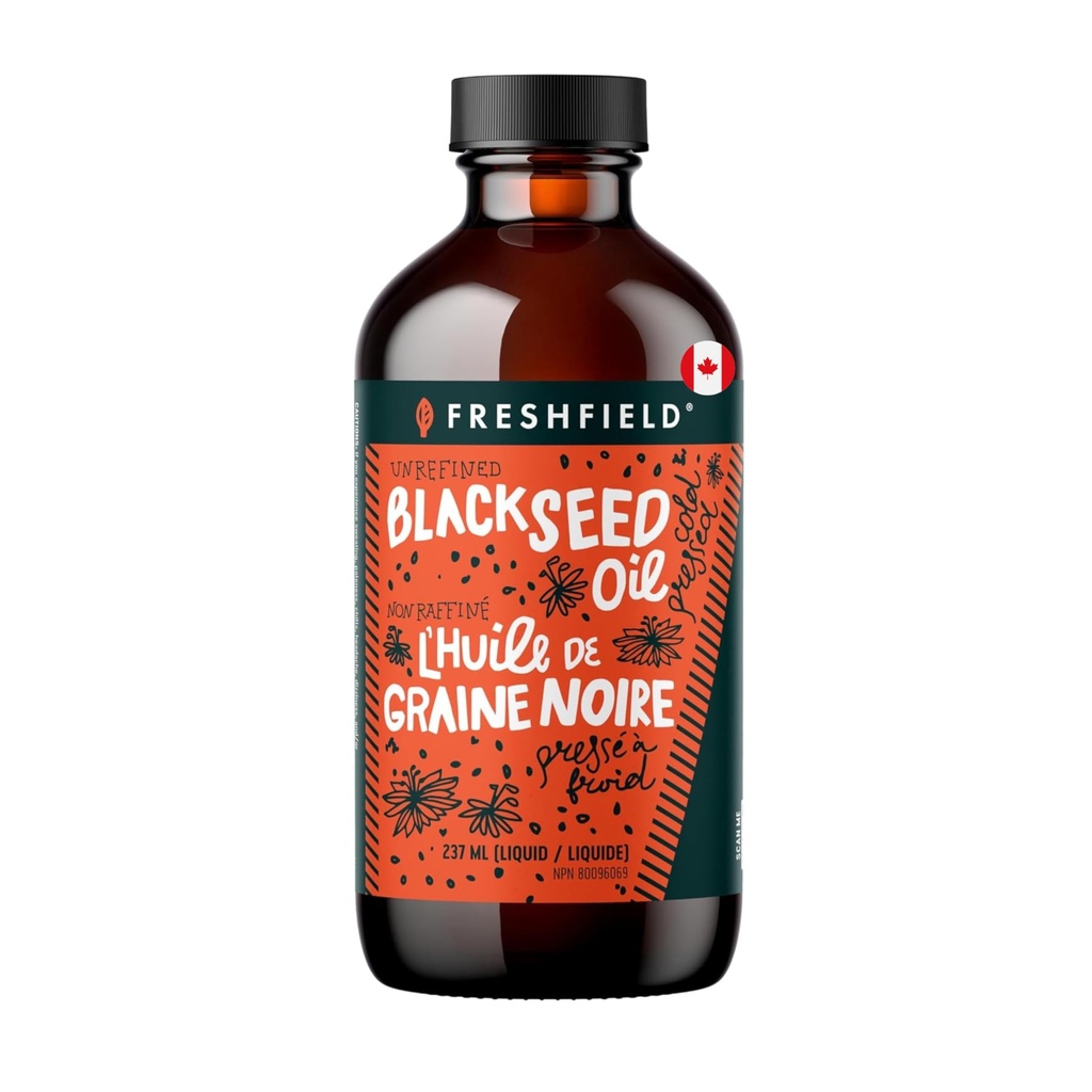 Freshfield Black Seed Oil | Vegan Friendly, Thymoquinone, Premium (Black Cumin Tohum Petrol, Nigella Sativa) | Soğuk Baskı | Ultra Güçlü | Saf ve% 100 Doğal.