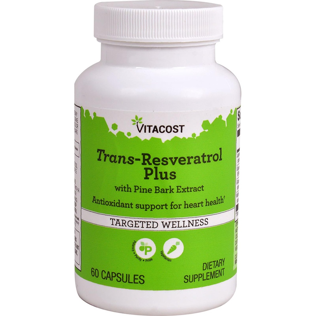 Vitacost Trans-Reεσβερατρόλη Plus -- 60 κάψουλες χορτοφάγων