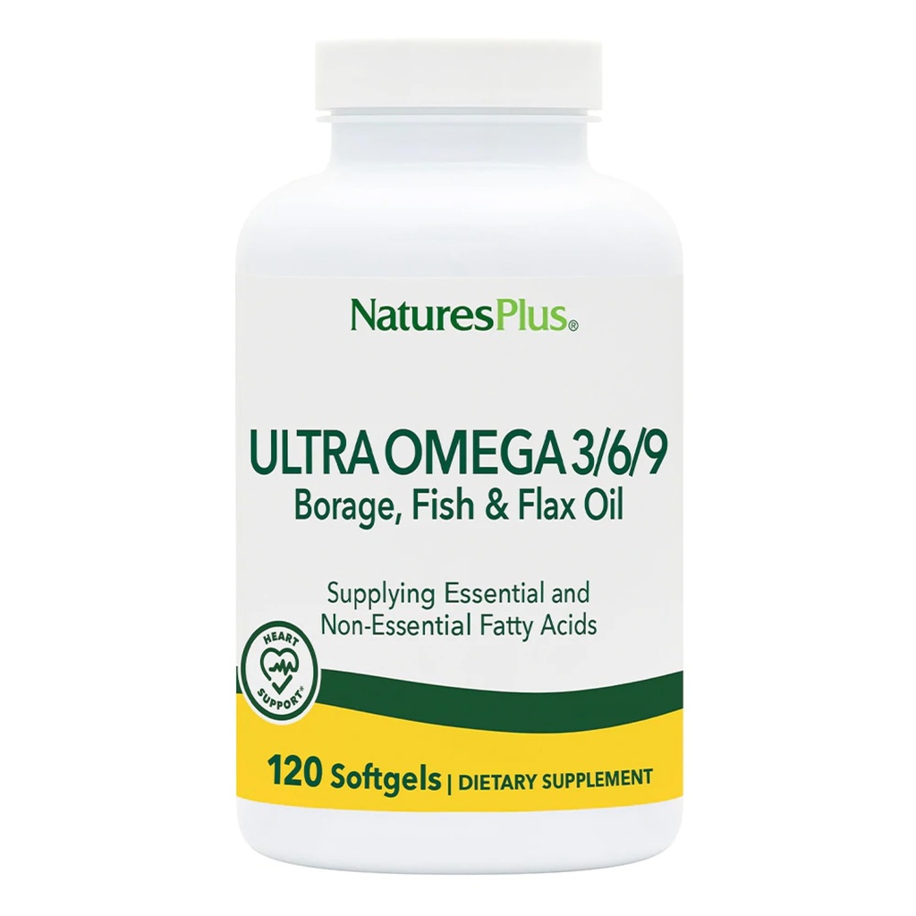 Natures Plus Ultra Omega 3 6 9-1200 mg, 120 Softgels - Borage Oil, Fish Oil, Flax Oil Supplement - Gluten-Free - 120 Hizmet