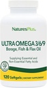 Natures Plus Ultra Omega 3 6 9-1200 mg, 120 Softgels - Borage Oil, Fish Oil, Flax Oil Supplement - Gluten-Free - 120 Hizmet