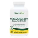 Natures Plus Ultra Omega 3 6 9-1200 mg, 120 Softgels - Borage Oil, Fish Oil, Flax Oil Supplement - Gluten-Free - 120 Hizmet