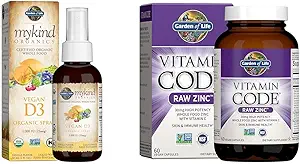 Κήπος της Βιολογικής Ζωής Vegan Βιταμίνη D3 Spray 1000 IU, Συμπληρώματα ψευδαργύρου 30mg - Βιταμίνη C, ανοσοποιητική & δερματική υγεία