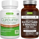 Multivitamin & Minerals for Men + High Absorption Curcumin C3 Complex, Vegan Bundle, Sustained Release Advanced Multivitamin + 300% Greater Absorption Curcuminoids with Rapid Uptake, by Igennus