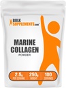 BulkSupplements.com Marine Collagen Toz - Marine Collagen, Supplement, for Hair, Skin, & Nails - Hydyrolyzed & Gluten Free, 2.5g per Service, 250g (8.8 oz)