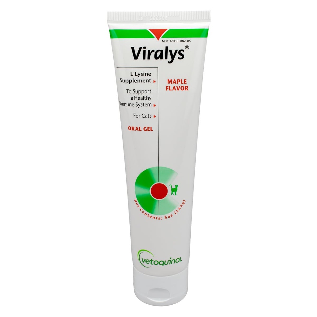 Vetoquinol Viralys Daily L-Lysine Gel Cats and Kittens, Maple Flavored Lysine Supplement for Cats and Kittens to Support Immune Health, Normal Eye Function and Respiratory Health, 5oz