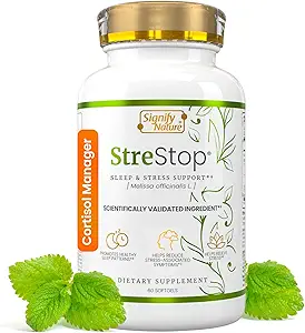 SIGNIFY NATURE StreStop – υπεύθυνος κορτιζόλης – Συμπληρώματα επινεφρίνης – κορτιζόλη Υγεία – Adrenal Cortex – Lemon Balm – Adrenal Restore - Serotonin Booster