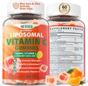 Liposomal Vitamin C 1000mg Gummies for Adults - Vitamin C Chewable 1500mg with 8mg Iron, Zinc & Elderberry - Immune Support, Immune Booster Supplement - for Energy, Collagen Booster, 1Pack Sugar Free