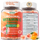 Yetişkinler için Liposomal Vitamin C 1000 mg Gummies - Vitamin C Chewable 1500 mg 8 mg Iron, çinko & Elderberry - Immune Support, Immune ATM Tamam - Enerji için, Collagen