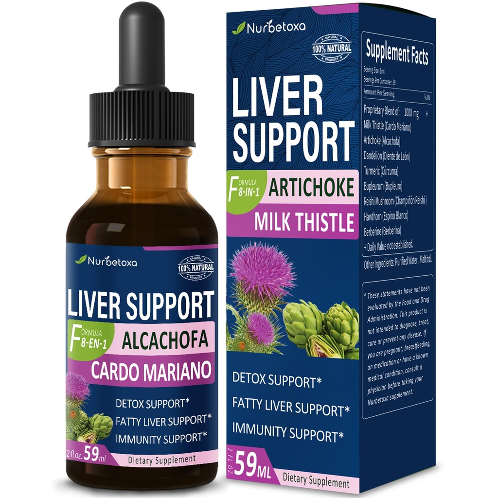 Süt Butle & Artichoke Extract Liver Support Drops for Fatty Liver, Alcachofa, Curcuma y Cardo Mariano para el Higado Graso, Berberina para Bajar de Peso, Liver Detox & Tamir Formula.2oz