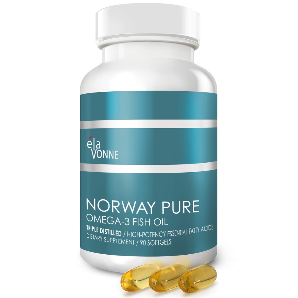 Norveç Pure Omega-3 Fish Oil Softgels 2,400 mg (90ct) - 4X Yoğun EPA & DHA, Triple Distilled, Burpless, Wild Caught, Skin & Hair, Joints, Heart Health