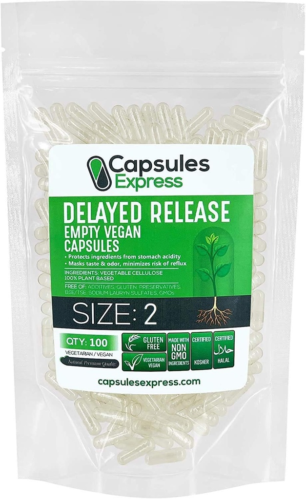 XPRS Nutra Gecikme 2 Boş Kapsüller - 100 Kont Clear Boş Vegan Capsules - Vegetarian Pills - DIY Sebze Kapsülü - Do-It- Yourself Supplements