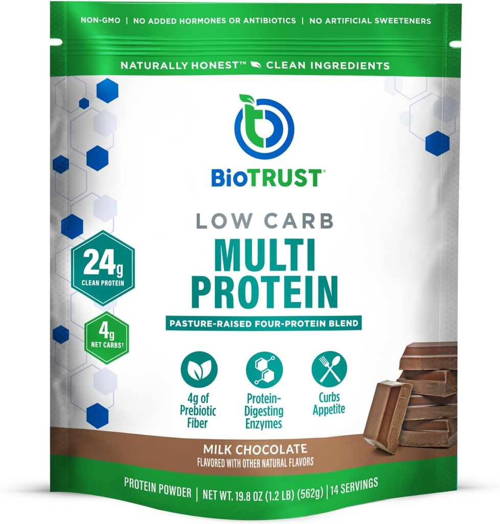 BioTrust Low Carb Protein Powder – Delicious Whey & Casein Blend from Grass-Fed Hormone Free Cows – Non GMO, Gluten Free (Chocolate)