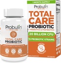 Probulin Total Care Probiotic Supplement, Daily Gut, Digestive, and Immune Health Probiotics Capsules for Men and Women, 20 Billion CFU, Vegan, 30 Count Bottle