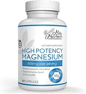 Milamiamor High Potency - Yüksek Abvitamin Magnezyum Citrate - Tüm Vücut Desteği - Kalp, Nerve ve Bone Health - Non-GMO, Vegan & Gluten Ücretsiz - ABD'de Yapıldı - 500 mg - 60 Capsules