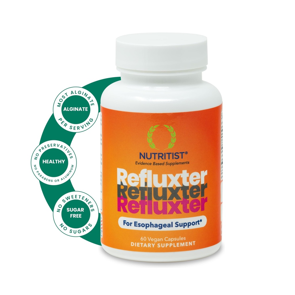 Refluxter sodyum Alginate Capsules – Doğal Asit Reflux & GERD Relief Supplement. LPR, Silent Reflux, Heartburn, Indigestion. Alginate Therapy. Alginato de sodio. 60 Vegan Capsules