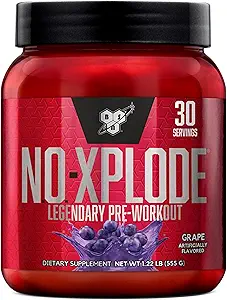 BSN N.O.-XPLODE προ προπόνησης σκόνη, συμπλήρωμα ενέργειας για άνδρες και γυναίκες με Creatine και Beta-Alanine, Γεύση: Σταφύλι, 30 εξυπηρετούν