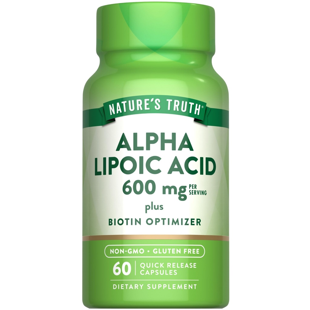 Nature's Truth Alpha Lipoic Acid 600 mg | artı Biotin Optimizer | 60 Capsules | Non-GMO & Gluten Free Supplement Supplement
