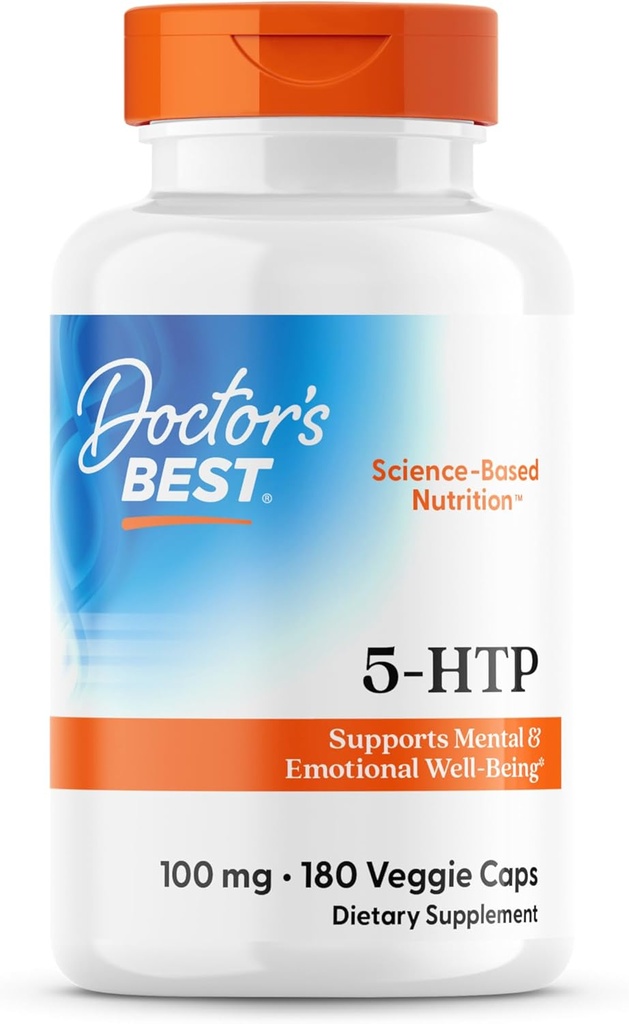 Γιατροί Best 5-HTP, υποστηρίζει ψυχική & συναισθηματική ευεξία, μη ΓΤΟ, χωρίς γλουτένη, χωρίς σόγια, Vegan 180 Veggie Caps